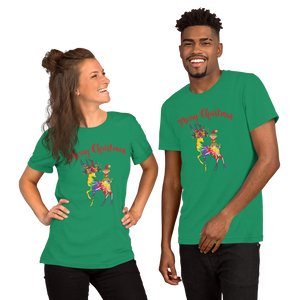 Merry Christmas Reindeer Elf Shirt, Christmas Merry Xmas shirt, Christmas Tee, Cute Merry Christmas Shirts, Cute Tie-Dye colors Deer Shirt, Holiday Shirt Short-Sleeve Unisex T-Shirt