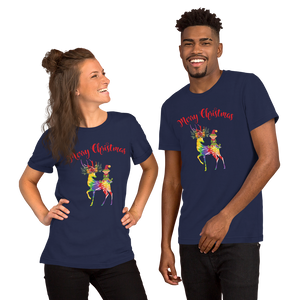 Merry Christmas Reindeer Elf Shirt, Christmas Merry Xmas shirt, Christmas Tee, Cute Merry Christmas Shirts, Cute Tie-Dye colors Deer Shirt, Holiday Shirt Short-Sleeve Unisex T-Shirt