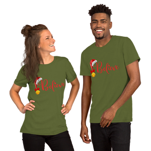 Believe Christmas Shirt, Christmas Party Shirt Christmas T-Shirt, Christmas Family Shirt, Believe Shirt, Christmas Gift, Holiday Gift, Matching Shirt, Christmas Short-Sleeve Unisex T-Shirt