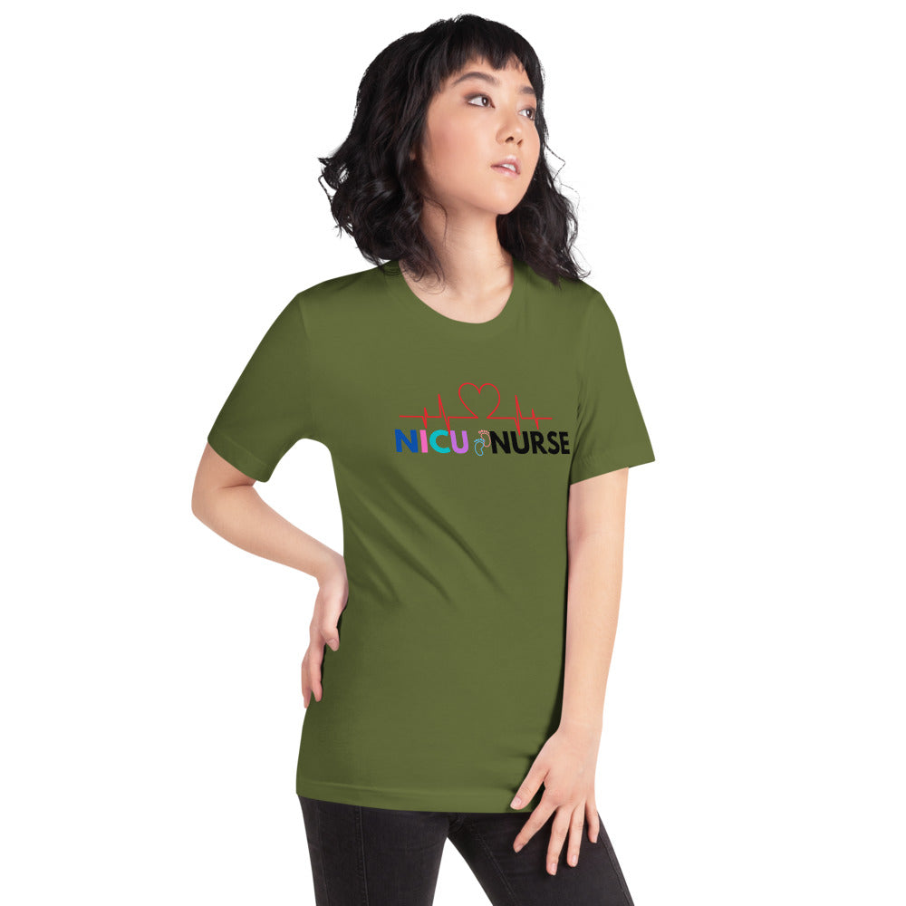 NICU Nurse Heartbeat Neonatal ICU Nurse T-shirt, Baby Nurse Tees, Newborn Nursery Nurse, Nursing Student Gift, Infant Care Specialist Short-Sleeve Unisex T-Shirt