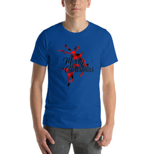 Cute Buffalo Plaid Reindeer Christmas Shirt, Christmas Family Shirt, Reindeer Shirt, Merry Christmas Shirt, Xmas Holiday Gift Short-Sleeve Unisex T-Shirt