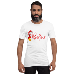 Believe Christmas Shirt, Christmas Party Shirt Christmas T-Shirt, Christmas Family Shirt, Believe Shirt, Christmas Gift, Holiday Gift, Matching Shirt, Christmas Short-Sleeve Unisex T-Shirt