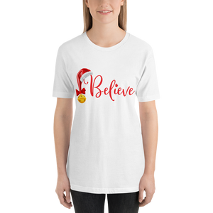Believe Christmas Shirt, Christmas Party Shirt Christmas T-Shirt, Christmas Family Shirt, Believe Shirt, Christmas Gift, Holiday Gift, Matching Shirt, Christmas Short-Sleeve Unisex T-Shirt